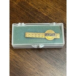 Vtg  1960's Septa 25 Years Free Mason Tie Clip Masonic Gold Toned New Old Stock